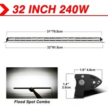 오토캠핑 차량용 트레일러 견인장치 적제함 naoevo 슈퍼 슬림 led 바 오프로드 바, 콤보 32in-w