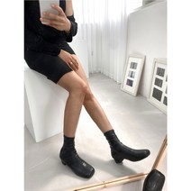 3cm 레이디 둥근 사각코 삭스 앵클부츠