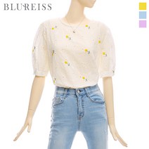 [블루레이스] 플라워자수퍼프소매블라우스_B2M1BL5191
