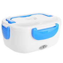 2 in 1 Car& Home Electric Heated Lunch Box Portable 12V 110V 220V Bento Boxes Food Heater Rice Conta, Blue_US plastic, 1개