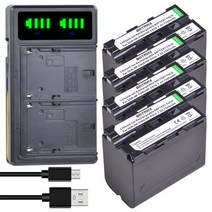 2pc 7200mah np-f960 np f970 리튬 이온 배터리 lcd usb 충전기 소니 np-f550 f770 f750 f960 plm-100 ccd-trv35 mvc-fd, 4개 세트