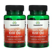 스완슨 슈퍼바2 크릴 새우 오일 500mg 오메가3 아스타잔틴 EPA DHA 60캡슐 2통, 1개, 기본