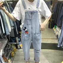 [Sealang]여자 트렌드 청바지 미키 데님 멜빵바지 봄가을 jk9zhuo
