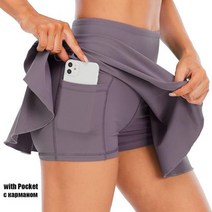 테니스연습기 테니스볼머신 테니스용품 여성 테니스 스커트 높은 허리 반바지 스포츠, Grey Purple+M