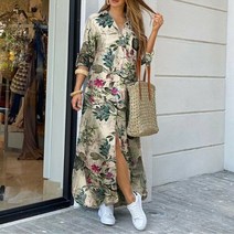 30대 40대 60대 가을 휴가지 롱 원피스 50대미시옷 직장인룩 셔츠 버튼 드레스 캐주얼 대형