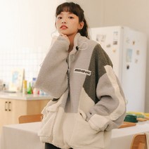 L.ONLINESHOP메이리앤 양털 반집업 후리스 플리스 후드티 후드집업 후드코트 힙합패션