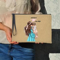 광목파우치 명품화장품 어린이집 친환경 파우치 슈퍼 엄마 리넨 클러치 백 여성용 캐주얼 패션 메이크업