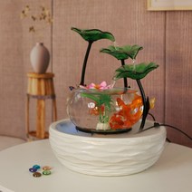 미니분수대 자연가습기 물고기 수기운보충 물소리 물멍 실내 야외 원목 정원 조경 베란다 연못 가정용 분수대 제작 실내 인공폭포 미니 인테리어, 모델 C - 화이트