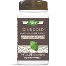 네이쳐스웨이 은행 골드 60mg 정신력 타블렛, 150개입, 1개