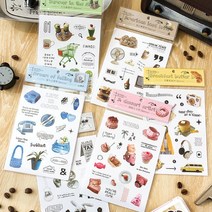 푸드코트에서의 시간 데코 조각 칼선 다꾸 스티커 6종, 3.블루