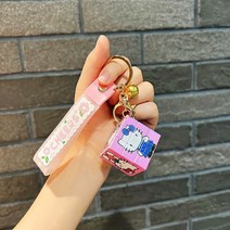 인테리어 아기방 어린이 DIY 가정 미니 루빅스 큐브 산리오 헬로 키티 쿠로미 입욕 키 체인 자동차 펜던트 애니메이션 귀여운 만화 아이 열쇠 고리 장식품 선물, [02] 1