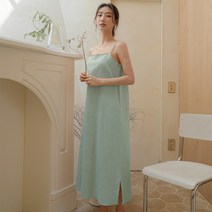 파란 여성용 순면 투웨이 끈 원피스