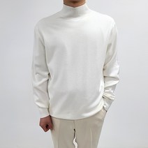 버튼 남성용 스판 캐시미어 반폴라 니트
