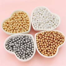 금속 구슬 메탈 볼 비즈 공예 재료 5종, 4mm (5g/약50개), 골드