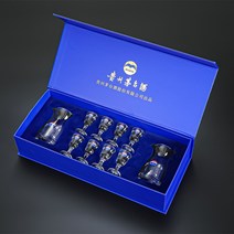 중국 고량주 빼갈 바이주 술 마오타이주 잔 7P 선물 세트, 80ML 포트 세트 2포트 8컵개