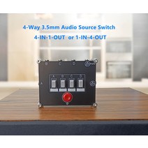 셀렉터D41) 4 방향 스테레오 오디오 소스 스위치 3.5mm AUX 1/8 신호 입력 선택기 분배기 박스 IN OUT 업, 한개옵션0