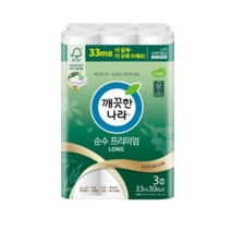 순수 프리미엄 3겹 데코 천연펄프 화장지 33m 30롤, 1팩