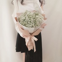 화이트 안개 프로포즈 꽃다발(M), beige(+3000), 방문(월~토 가능)