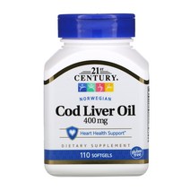 21st Century 21세기 센트리 노르웨이 대구 간유 400mg 소프트젤 110정 비타민A 비타민D3 오메가3 EPA DHA 함유