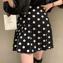 퍼니걸스 5868 도트 땡땡이 플리츠 니트 미니 스커트 여성의류