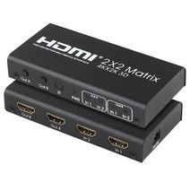 4K 2x2 HDMI 매트릭스 2 IN 2 OUT 스위치 분배기 듀얼 디스플레이 화면 공유 변환기 1080p PS4 STB 카메라 PC TV 모니터, with US Plug