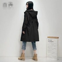 여성롱바람막이 시크하고 루즈한 허리 라인 윈드브레이커 여성용 홍콩 패션 코트 자수 봄 가 2023
