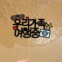 빅토리아데코 새해토퍼 크리스마스 신혼 가족 여행토퍼 피켓 투명 부채토퍼 케이크토퍼 메세지픽 제작, 1개, 여행토퍼_A-315-2-우리가족여행중(색지작업)