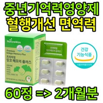 프리미엄 고함량 징코 은행잎추출물 식약청인증 아연 기억력 에좋은 영양제 GINKGO 플러스 홈쇼핑 정 비타민B6 나이아신 판토텐산 면역력 활력 에너지 중년 노년 50대 60대