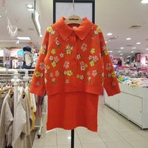 밀리밤 NEW~~2020년 FW핫한신상 컬렉션 완전 내스타일~!! 레트로감성 플라워 가디건+니트카라 원피스 데일리 세트