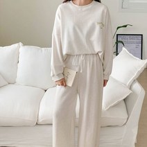 여성 와이드 트레이닝복세트 큐티구스 트레이닝세트 여자 캐주얼 투피스 추리닝 긴팔 상하의 오버핏 와이드팬츠 긴팔티