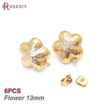 공예 부속 24K 골드 컬러 황동 3D 특별한 꽃 가지 스터드 귀걸이 핀 쥬얼리 만들기 용품 Diy 재료 액세서, 22 35006-24K Gold Color