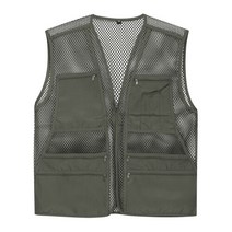 파파브로 여름 남성 통기성 매쉬 다용도 포켓집업 조끼 HS-VES-WF1-카키