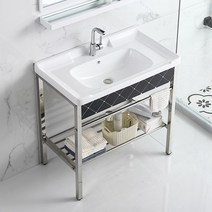 간이 세면대 하부장 탕비실 원목 수납 세면기 거울, B형60cm 냉온수 수도꼭지 일체형