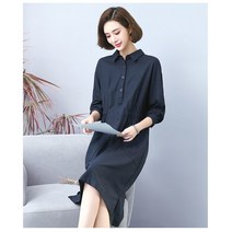면 마 원피스 봄 오버사이즈 슬림 여성 긴팔 셔츠 스커트