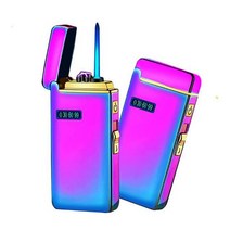 십전십미 USB 충전식 방풍 방수 플라즈마 고급 전기 터보라이터 2in1 가스 라이터 금속, F, 1개