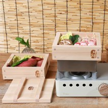 편백나무찜기 소형 1-2인용 찜기2단 + 물솥, 1세트