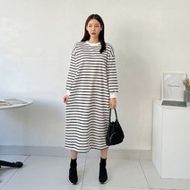 퍼니걸스 9745 라운드 단가라 기모 롱 원피스 여성의류