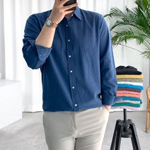 룩플레인 시원한 린넨 바이오워싱 루즈핏 여름 셔츠