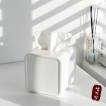 유키니 정사각 3색 파스텔 두루마리 휴지케이스, 화이트