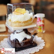 이홈베이킹 사출 조각케익 받침 사각 + 덮개, 크림, 10세트