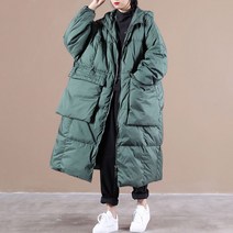 퀸앤조이 루즈핏 빵빵 빅포켓 후드 롱패딩