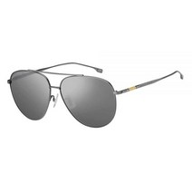 Hugo Boss 남성용 1296/F/S 에비에이터 선글라스 매트 루테늄/편광 그레이휴고보스, Matte Ruthenium/Silver Mirrore