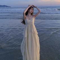 빅사이즈 여성 여름 비치 드레스 셀프 웨딩 스냅 화이트 롱 원피스