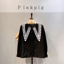 핑크피그 더블유 카라 모티브 블라우스(PPA21BL1018)