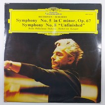 중고LP/ BEETHOVEN SCHUBERT/ 베토벤 교향곡 제5번 운명/ 슈베르트 고향곡 제8번 미완성/ 베를린 필 카라얀/ 자켓 귀퉁이 닳음/ 음반 상태 좋음 NM/ 세척