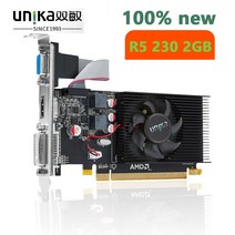 UNIKA R5 230 2GB 그래픽 카드 Radeon 시리즈 R5230 2G 비디오 멀티 스크린 출력 VGA 맵 100%