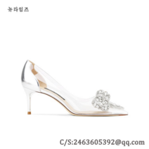 굽이 가는 샌들 여자 큐빅 리본 힐 투명크리스탈 하이힐 Lady sandals SC 뉴타임즈 B128V041