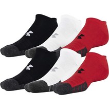 Under Armour 성인용 퍼포먼스 테크 노쇼 양말 스틸 모음 미디엄 6쌍 448428, Red Assorted (6-pairs)_X-Large
