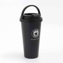 Sunnymall 커피이니셜텀블러 빨대구멍 카페 뚜껑 450ml 블랙