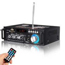 블루투스 미니 앰프 길거리공연 매장용 리시버 통기타 올인원 2000w av 전력 증폭기 2.0 채널 오디오 홈 시어터 증폭기 dc 12v 110v220v 지원 eq fm sd, 투명한